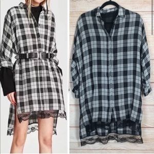 Zara Trafaluc Oversized Plaid Shirt Dress